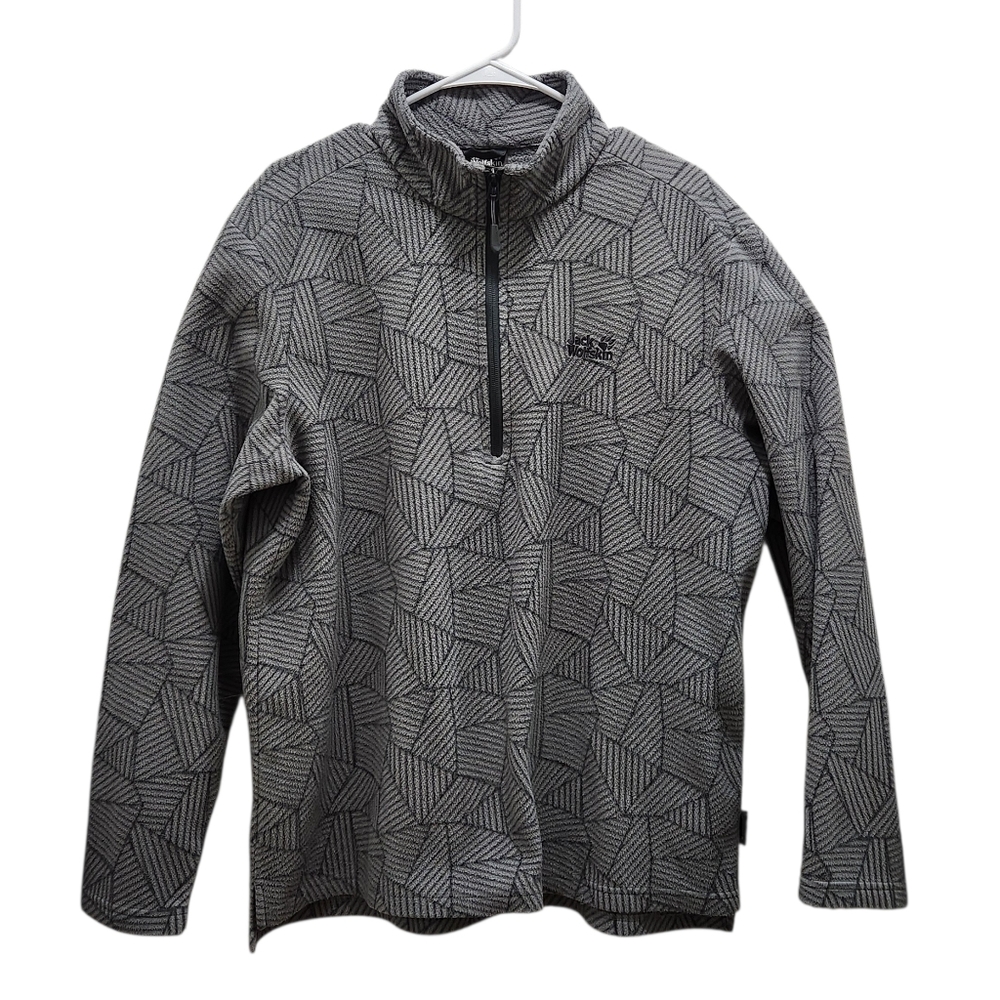 JACK WOLFSKIN Nanuk 100 Men's Gray Patterned Fleece 1/2 Zip Pullover Size  XL